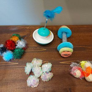 Cat Toy Bundle - Kicker, Feather Top, worms and Balls!